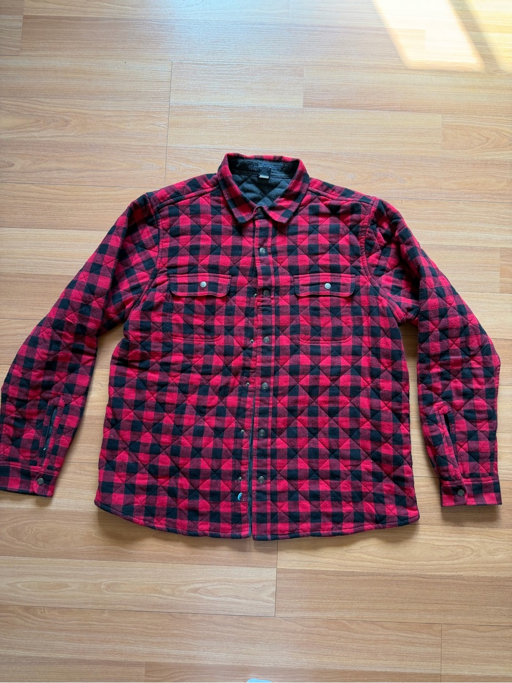 Tailor Vintage quilted flannel shirt jacket red & black plaid XL